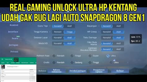 CARA UNLOCK ML REFRESH RATE 120 FPS GRAFIK ULTRA HP KENTANG JADI