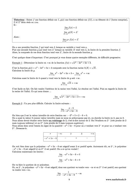 Limites De Suites Et De Fonctions Cours Pdf Imprimer Maths