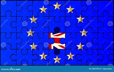 European Union Flag Jigsaw With Union Jack Stock Vector Illustration