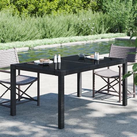 Table De Jardin X X Cm Verre Tremp Et R Sine Tress E Noir Coc