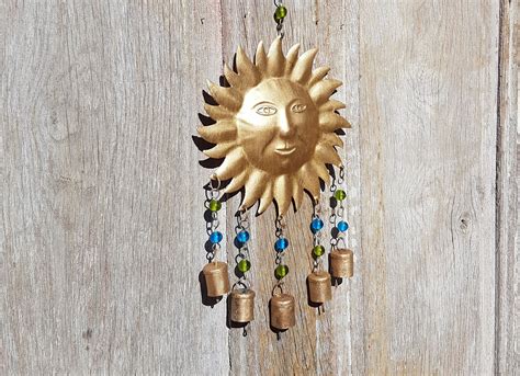 Large Sun Wind Chime Bronze Sun Wall Hanging Cow Bell Wind Etsy