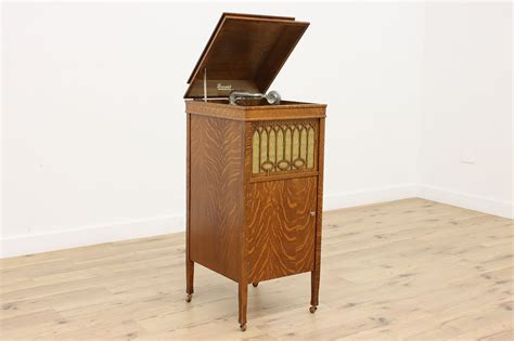 Brunswick Antique Record Player Oak Phonograph And Records