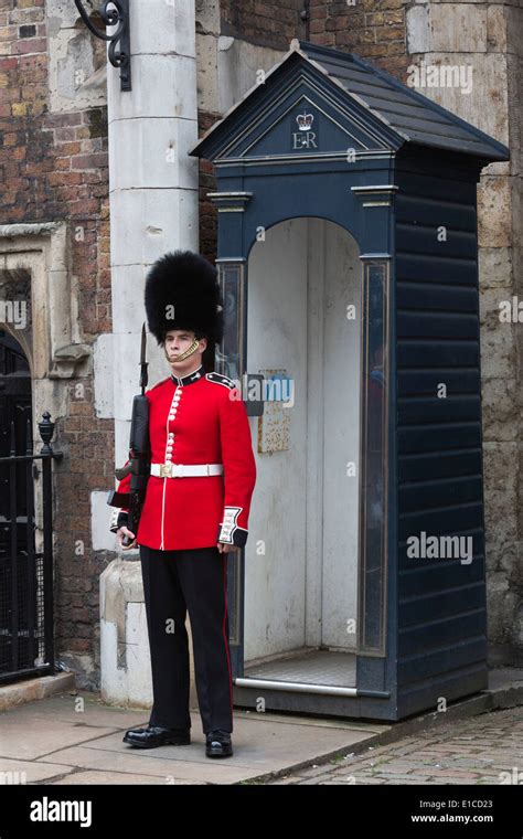 Welsh Guard Royal Guard Or Queen S Guard Outside St James S Palace London England United