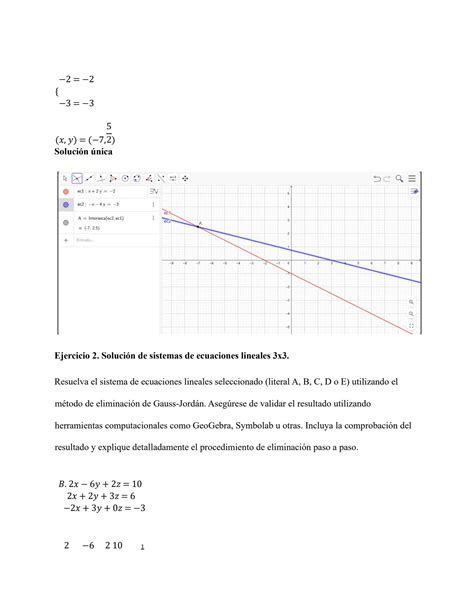 SOLUTION Sistema De Ecuaciones Lineales Rectas Y Planos EJERCICIO B