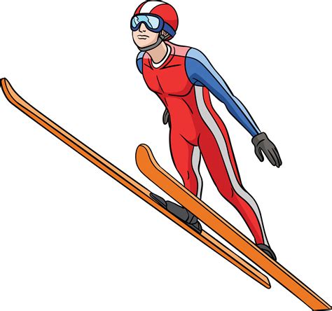 Skispringen Cartoon Farbige Clipart Illustration Vektor Kunst