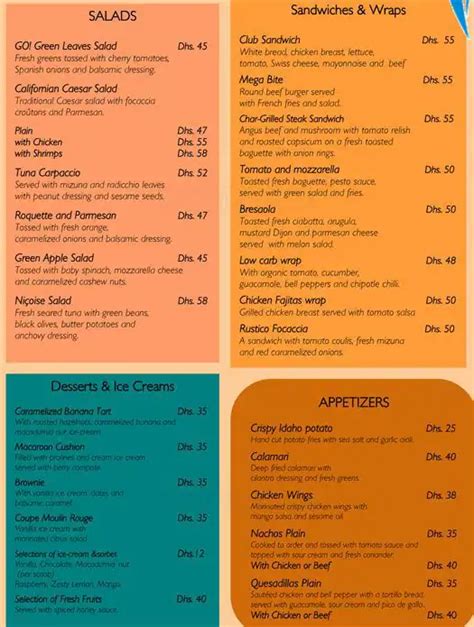 Radisson Blu Hotel Menu