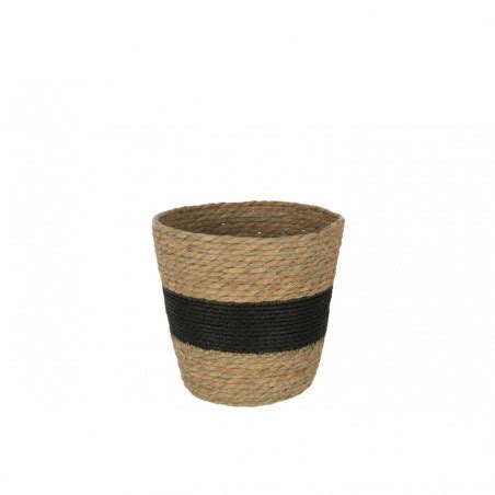 Panier Rond Ligne Anses Rotin Naturel Noir J Line