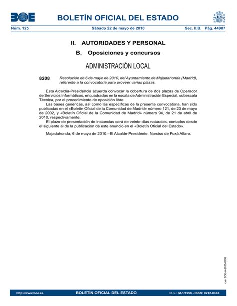 Convocatoria Operador De Servicios Inform Ticos Pdf