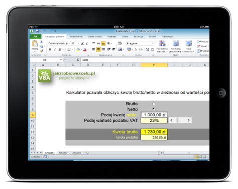 Kalkulator VAT Brutto Netto W Excelu