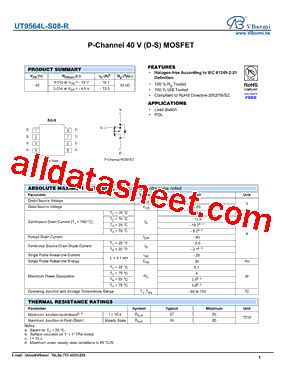 UT9564L S08 R 데이터시트 PDF VBsemi Electronics Co Ltd