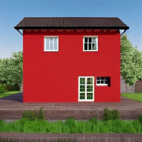 A Modern Half Timbered House With A Red Door And Stable Diffusion