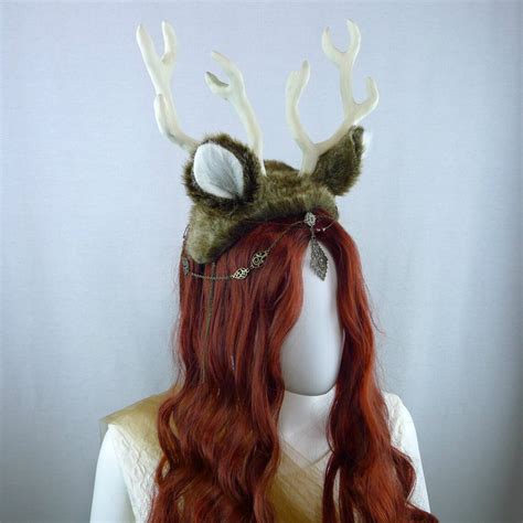 White Tailed Deer Costume Antler Headpiece And Tail Etsy