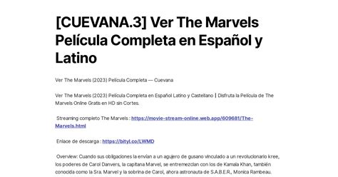 Cuevana Ver The Marvels Pel Cula Completa En Espa Ol Y Latino