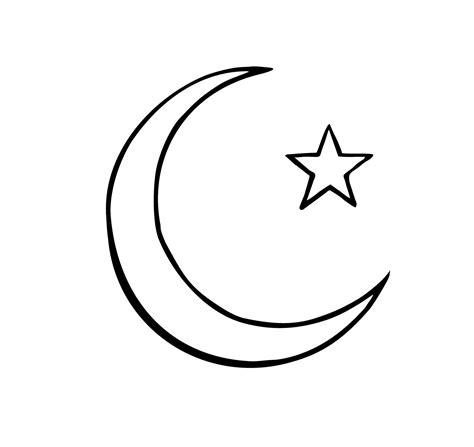 Crescent and Star Vector icon. Islam element line style on white ...