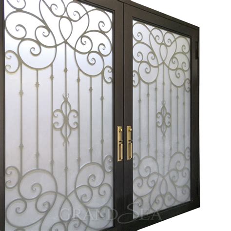 Luxury Exterior Main Double Security Door Big Size Wrought Iron Front