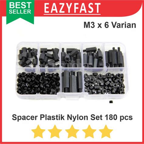 Jual Spacer Pcb Plastik Nylon M Set Pcs Kaki Metal Mur Baut Mm