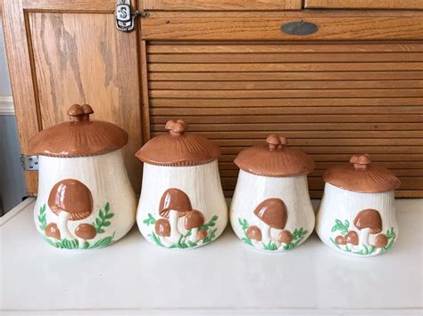 Vintage Arnel S Mushroom Canister Set Of Excellent Etsy