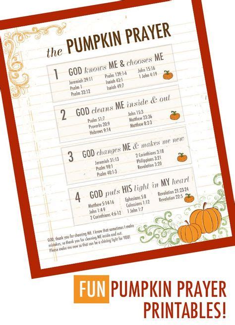 Pumpkin Prayer Printable Resources Prayers Bible Lessons Sunday