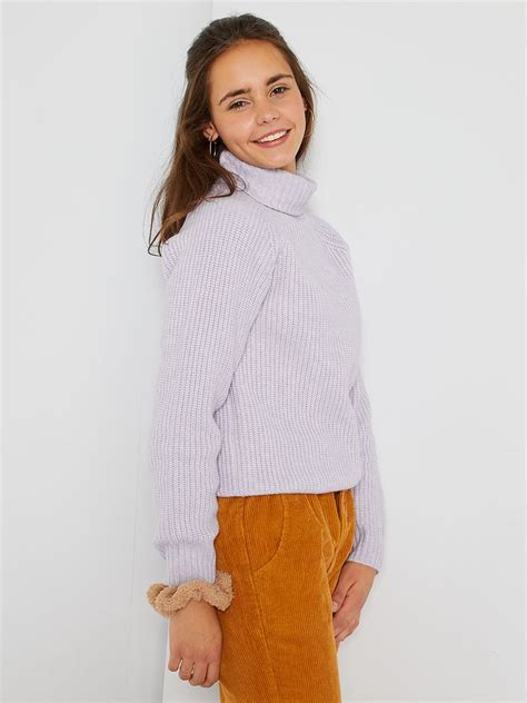 Pull col roulé en grosse maille lilas Kiabi 14 00