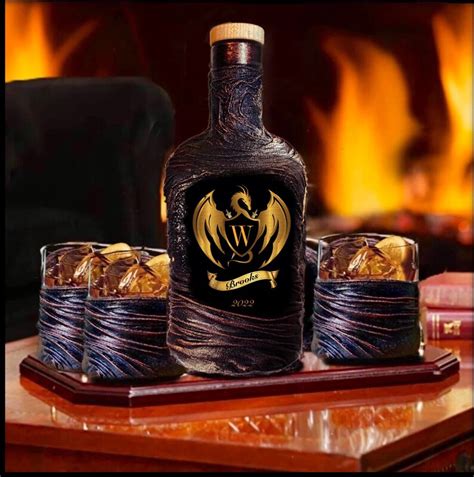 Personalized Dragon Whiskey Decanter Set With Gift Box Rock Etsy