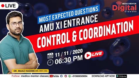 MOST EXPECTED QUESTIONS AMU XI ENTRANCE CONTROL COORDINATION DR