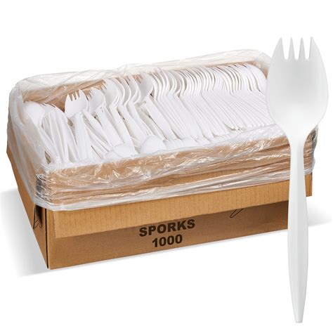 Amazon 1 000 Plastic Disposable Sporks Bulk White Medium Weight