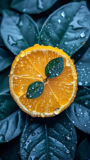 Premium Photo An Orange With A Leaf On Top Of It