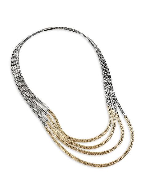 John Hardy Classic Rata Sterling Silver And 18k Yellow Gold Multi Row