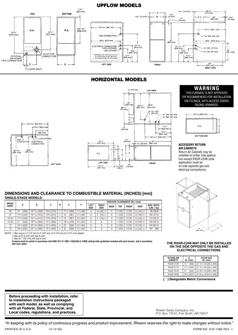 Rheem Classic Series 80 Afue Single Stage Psc Motor Submittal Sheet