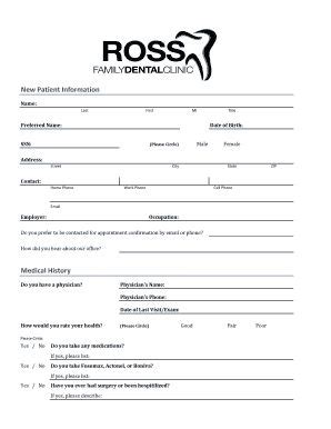 Dental Clinic Patient Registration Form Fill Online Printable