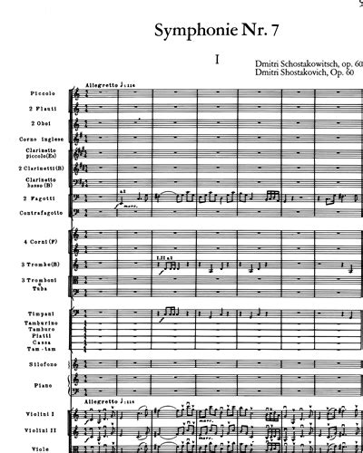 Symphony No 7 In C Major Op 60 Sheet Music By Dmitri Shostakovich