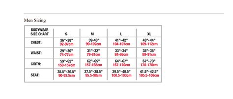 Body Wrappers Size Chart