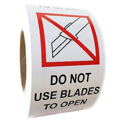 Red Black Do Not Use Blades To Open Labels Stickers By