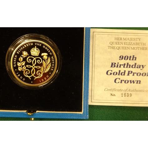 H M Queen Elizabeth The Queen Mother Gold Proof Crown Commemorating