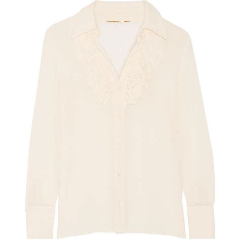 Saint Laurent Ruffled Silk Georgette Shirt £815 Via Polyvore