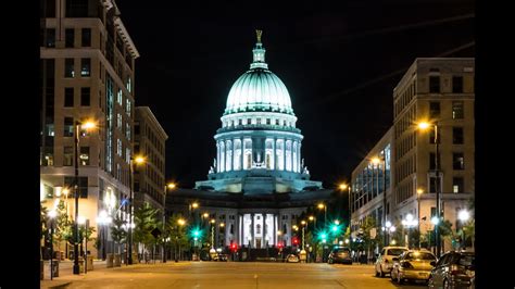 Madison State Capitol At Night Time Lapse 4k Youtube