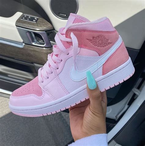 Air Jordan 1 Mid Digital Pink Outfitjordan Sneakersmens Shoeswomens Sneakersfashion Shoes