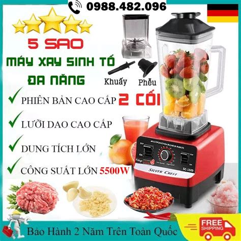 Hàng Đức Máy xay sinh tố công nghiệp SILVER CREST 5500W 2 cối máy xay