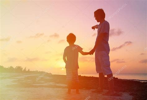 Father Son Silhouette Pointing