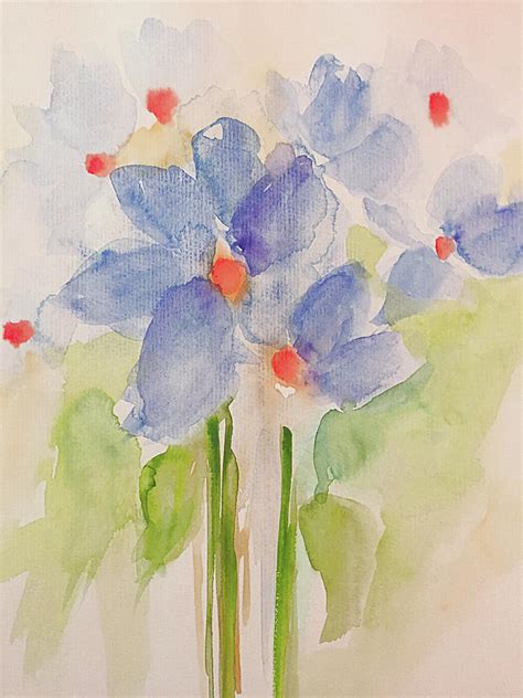 Watercolor Purple Flowers In The Garden Painting By Britta Zehm Fine