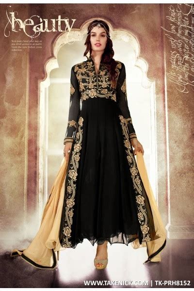 Designer Anarkali Churidar Semi Stitch Salwar Suit With Blac At Rs 200