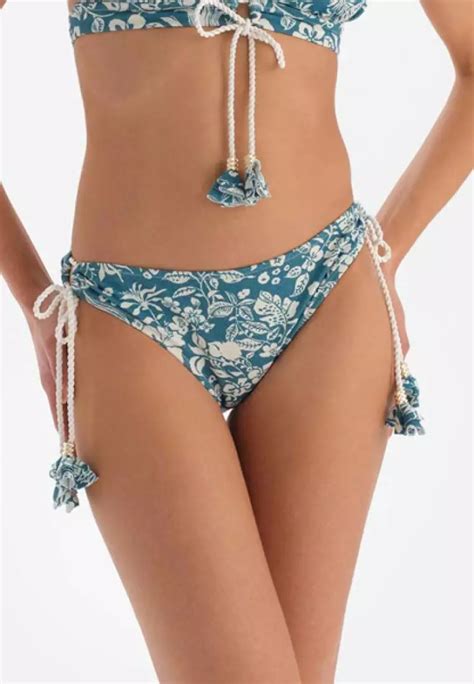 Buy Dag Green Ecru Bikini Bottoms Floral Printed Swimwear For