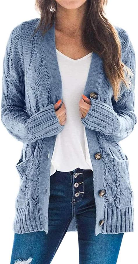 Yacun Strickjacke Damen Grobstrick Strickmantel Strickcardigan Damen