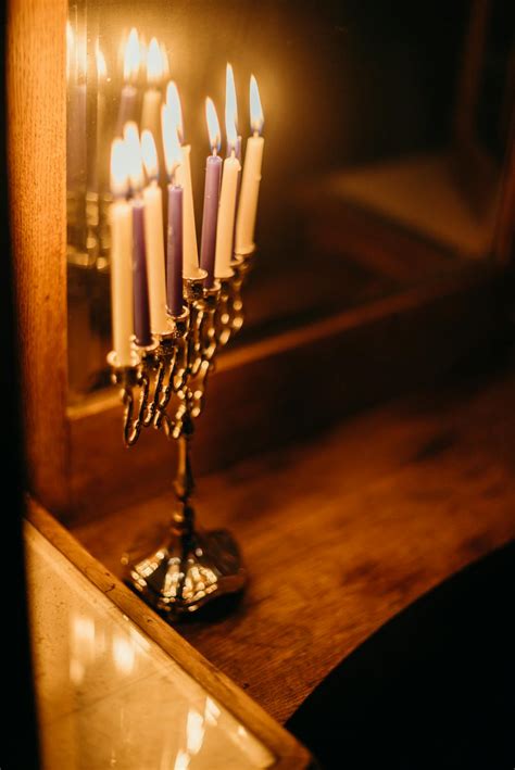 Menorah With Lit Candles · Free Stock Photo