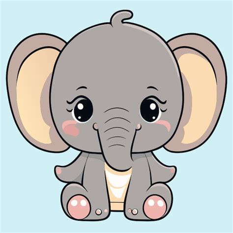 Premium Vector A Cute Baby Elephant Vector Illustration