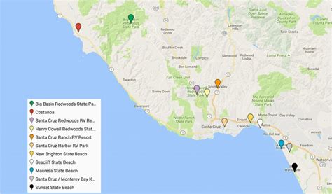 Koa Map California Santa Cruz Camping Places You Will Love To Stay