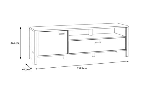 High Rock TV Komoda 1 Vrata 1 Fioka 1 Otvora 151x40x50 Cm Emmezeta