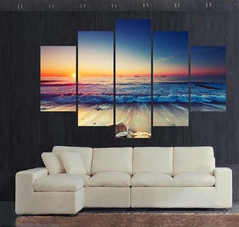 5 Pieces Beach Sunset Canvas Painting Wall Art – Yoga Mandala Shop