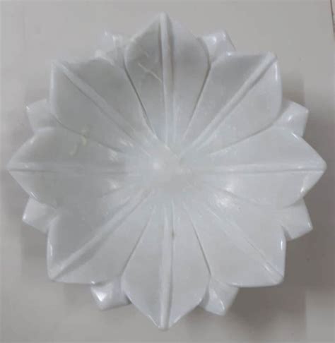 Indoor Round White Marble Flower Bowl For Home Size 6x7inch Lxw At