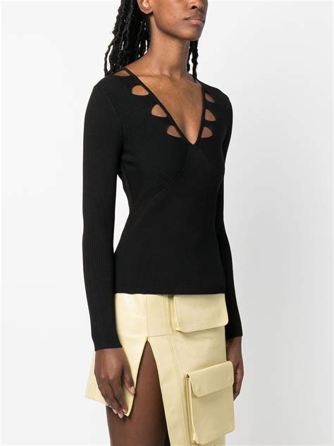 Simkhai Ribbed Knit Cut Out Top Black Farfetch Uk